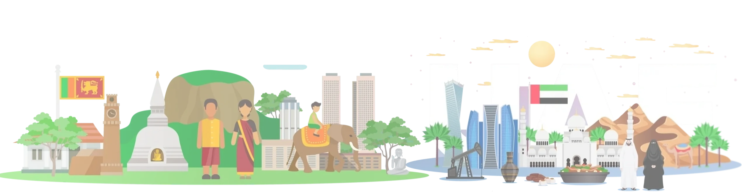 Contact Illustrated skyline of Dubai and the United Arab Emirates